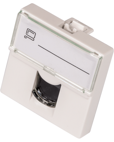 Вставка Mosaic 45x45, RJ-45 UTP, кат.6, со шторкой и увеличенным окном маркировки, белая LANMASTER LAN-SIP-23U6-WH в Королеве Аксессуары для кабель-канала Pintop.ru