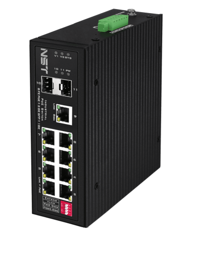 PoE коммутатор Fast Ethernet на 8 FE RJ45 PoE + 1 x GE RJ45 + 2 GE SFP порта NST NS-SW-8F3G-P/I в Королеве Коммутаторы Pintop.ru