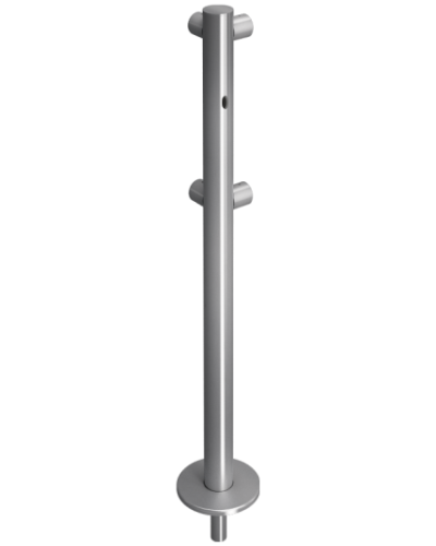 Стойка ограждения съемная L-образная с отверстием под фиксатор, 2 муфты слева Oxgard ВЗР 1996Р.21-06 в Королеве Ограждения Pintop.ru