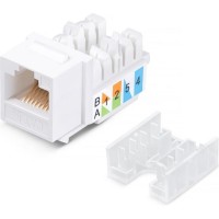 Модуль Keystone Jack RJ-45(8P8C), UTP неэкранированный, CAT 5e, тип 90 градусов, белый REXANT PRO 02-0064