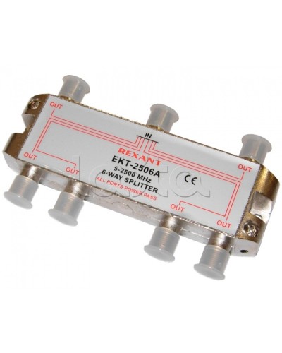 Делитель телевизионный ТВх6 под F разъём 5-2500 МГц СПУТНИК (5шт/уп) REXANT 05-6204 в Королеве Системы видеонаблюдения Pintop.ru