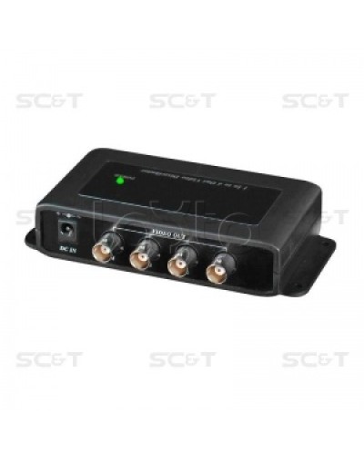 Усилитель-разветвитель видеосигнала HDCVI / TVI / AHD (1вх./4вых.) SC&T CD104HD в Королеве Видеоусилители, Модуляторы, Делители Pintop.ru