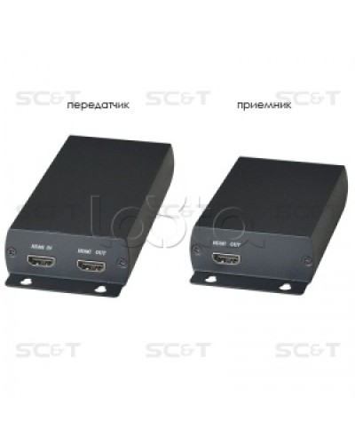 Комплект (передатчик + приёмник) для передачи HDMI по одному кабелю витой пары SC&T HE03 в Королеве Видеоусилители, Модуляторы, Делители Pintop.ru