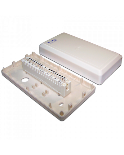 Настенная коробка с установленными плинтами, 1 размыкаемый плинт, 10 пар, пластик TWT (TWT-DB10-1P-DIS) в Королеве Кросс оптический Pintop.ru