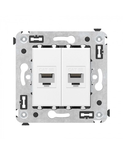 Компьютерная розетка RJ-45 без шторки в стену, кат.5е двойная, Avanti, Белое облако DKC 4400664 в Королеве Розетки компьютерные и телефонные Pintop.ru