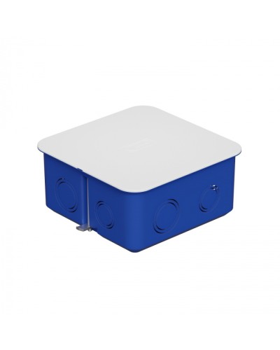 Коробка распределительная с крышкойдля г/к 100x100х50мм с металл. лапками, цвет синий IP30 Экопласт (44667) в Королеве Распределительные коробки Pintop.ru