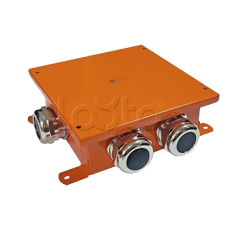 SMB120 Коробка металлическая, огн. E-110,о/п 120х120х60, 1 метал. гермоввод 14-22мм. + 3 метал. заглушки, IP66,126P, (1,5-6 мм2), цвет оранж. Экопласт (56274E)