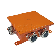 SMB120 Коробка металлическая, огн. E-110,о/п 120х120х60, 1 метал. гермоввод 14-22мм. + 3 метал. заглушки, IP66, 9P, (1,5-10 мм2), цвет оранж. Экопласт (56354E)