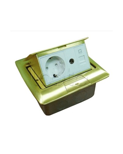 Люк встраиваемый на 1,5 модуля (45х45 мм) с коробкой, латунь, IP44 Экопласт 70023 в Королеве Системы лючков и колонн Pintop.ru