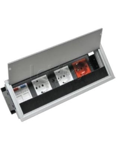 Люк настольный встраиваемый на 4 модулей (45х45мм) с крышкой, алюминий IP20 Экопласт 70044 в Королеве Системы лючков и колонн Pintop.ru