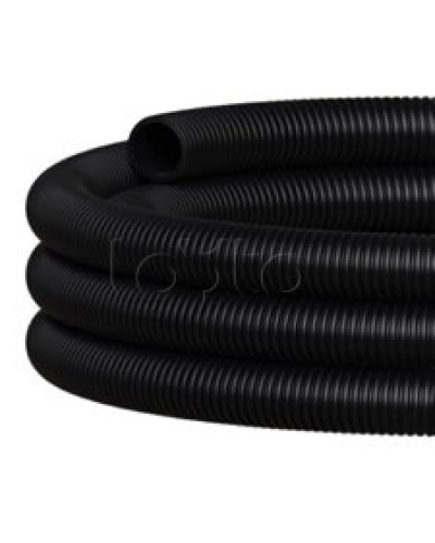 NR075 Двустен. труба ПНД гибкая откр. прокладки, SN16, с зондом, D75мм (50м) чёрный Экопласт (801075HFR-UF-BL) в Королеве Труба гофрированная Pintop.ru