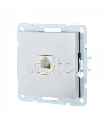 Розетка телефонная RJ-12 с накладкой (серебристый металлик) LK60 Экопласт (865503-1) в Королеве Розетки компьютерные и телефонные Pintop.ru