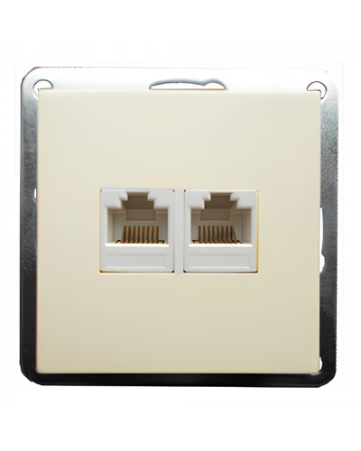 Розетка телефонная двойная 2хRJ-11 с накладкой (бежевый) LK60 (865601) в Королеве Розетки компьютерные и телефонные Pintop.ru