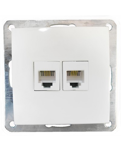 Розетка телефонная двойная 2хRJ-11 с накладкой (белый) LK60 (865604) в Королеве Розетки компьютерные и телефонные Pintop.ru