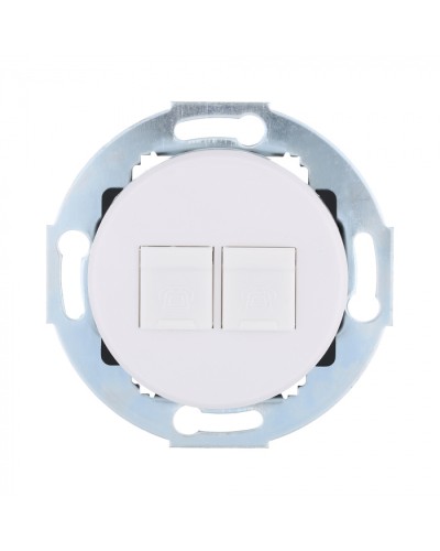 Розетка телефонная 2хRJ-12 с накладкой (белый) Vintage (885904-1) в Королеве Розетки компьютерные и телефонные Pintop.ru