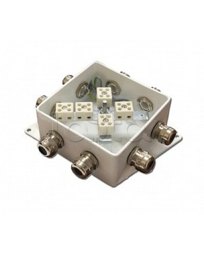 Коробка монтажная огнестойкая Гефест КМ-О (10к)-IP66-120х120, шесть вводов в Королеве Распределительные коробки Pintop.ru