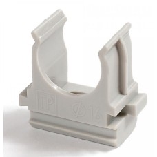 Крепёж-клипса для труб д16 безгалогенная (HF) атмосферостойкая серая (100шт/2000шт уп/кор) Промрукав (PR13.0344)