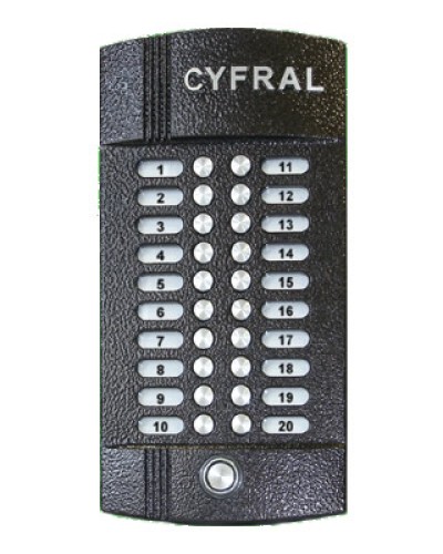 Блок вызова аудиодомофона на 20 абонентов Цифрал M-20M/T в Королеве Блоки вызова многоабонентные Pintop.ru