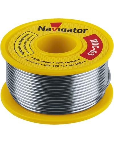 Припой Navigator 93 782 NEM-Pos05-63K-1.5-K100 (ПОС-63, катушка, 1.5 мм, 100 гр) в Королеве Аксессуары для кабель-канала Pintop.ru