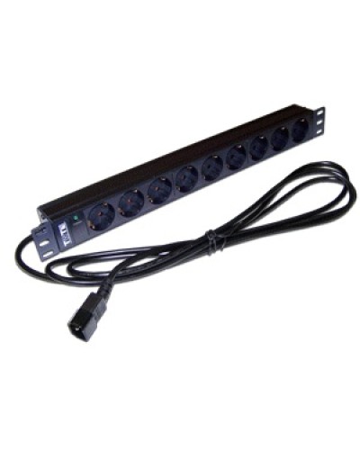 Блок розеток 19 9 шт. без выключателя, 10A 250V, шнур питания с вилкой C14, 3.0 м TWT TWT-PDU19-10A9P4-3.0 в Королеве Блоки розеток Pintop.ru