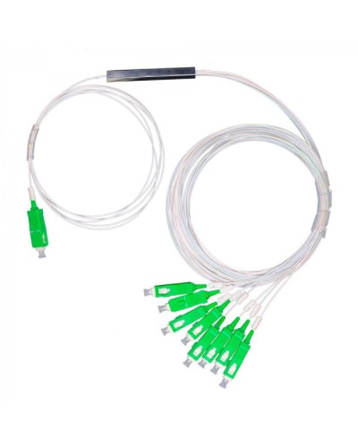 Разветвитель план 1х8 окон SC/APC 9/125 вывод 1,5м буфер 0.9мм 1260/1650 Cabeus (FCT-PLC-1/8-9-SC/A-1.5-0.9) в Королеве Оптические разветвители (сплиттеры) Pintop.ru