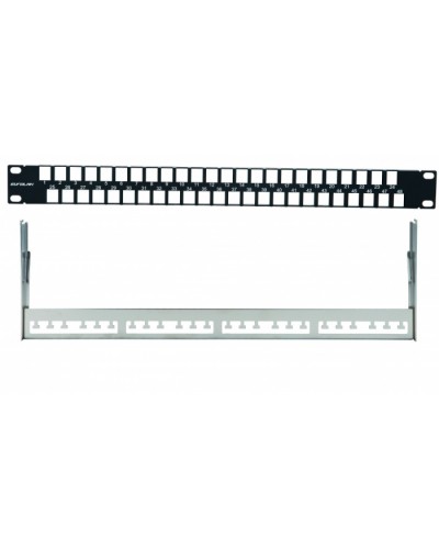 Наборная коммутационная панель 19”, 1U, 48 портов UTP/FTP Eurolan (27F-00-48BL) в Королеве Патч-панели Pintop.ru