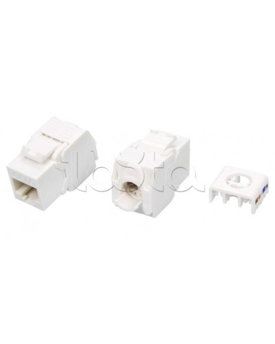 Вставка Keystone Jack RJ-45(8P8C) Hyperline KJ8-8P8C-C6-180-TLS-WH в Королеве Модули Keystone Pintop.ru