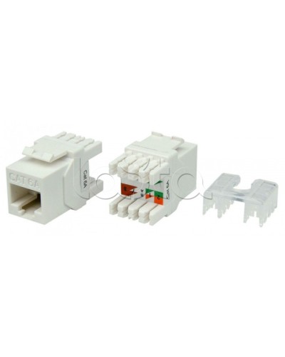 Вставка Keystone Jack RJ-45(8P8C) Hyperline KJ8-8P8C-C6A-180-WH в Королеве Модули Keystone Pintop.ru