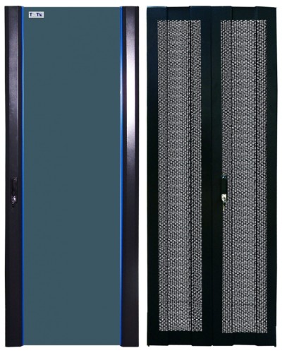 Комплект дверей 42U, 800 мм, черный, передняя - стекло, задняя - распашная перфорированна TWT TWT-CBB-DR42-8x-S-GP в Королеве Аксессуары для стоек и шкафов Pintop.ru