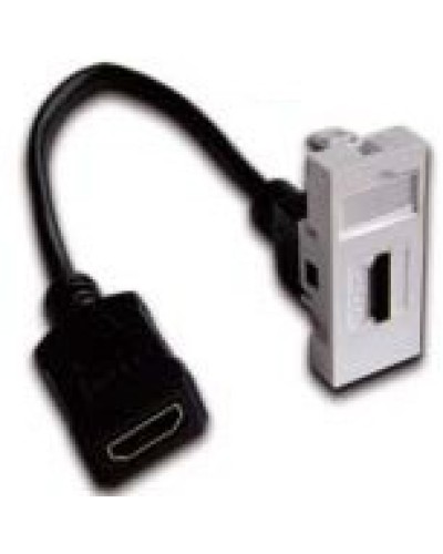 Вставка Mosaic 22.5x45 с адаптером HDMI с удлинителем, мама-мама, белая LANMASTER LAN-SIP-22HDMI-WH в Королеве Коммутационные изделия Pintop.ru