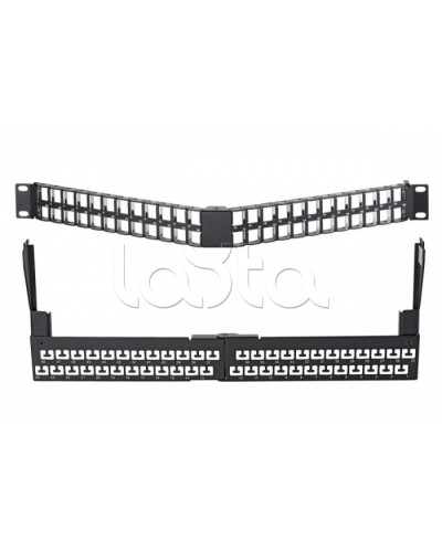 Коммутационная угловая панель 19” наборная, FTP, 1U, 48 портов, черный Eurolan (27A-00-48-01BL) в Королеве Патч панель Pintop.ru