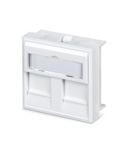 Вставка 45x45 (Mosaic) для 2 модулей формата Keystone Jack с маркером (FP-45-2M) Пожтехкабель СКС (202-032) в Королеве Модули Keystone Pintop.ru