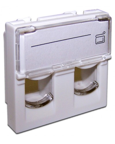 Вставка 45x45 на 2 модуля, со шторкой и увеличенным окном маркировки, белая LANMASTER (LAN-SIP-24L-WH) в Королеве Коннекторы и разъемы Pintop.ru