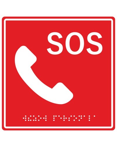 Табличка тактильная с пиктограммой SOS с трубкой Hostcall MP-010R2 в Королеве Система оповещения и трансляции Hostcall Pintop.ru