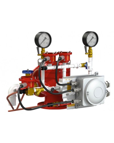 Узел управления с комбинированным приводом взрывозащищенный Спецавтоматика УУ-Д150/1,6(Р,Э24,Г0,07)-ВФ.У3.1 (вариант с отводом) в Королеве Устройства пуска водяного пожаротушения Pintop.ru