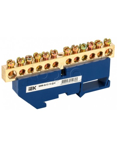 Шина N ноль на DIN-изоляторе ШНИ-8х12-12-Д-С IEK (YNN10-812-12D-K07) в Королеве Клеммные колодки Pintop.ru